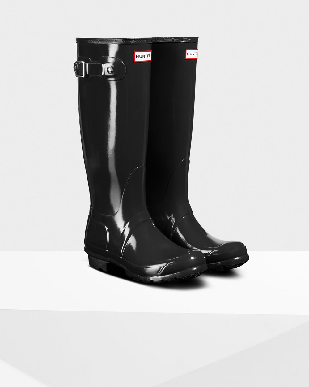 Women Hunter Original Gloss | Tall Rain Boots Black | NZ-79406-MVTL